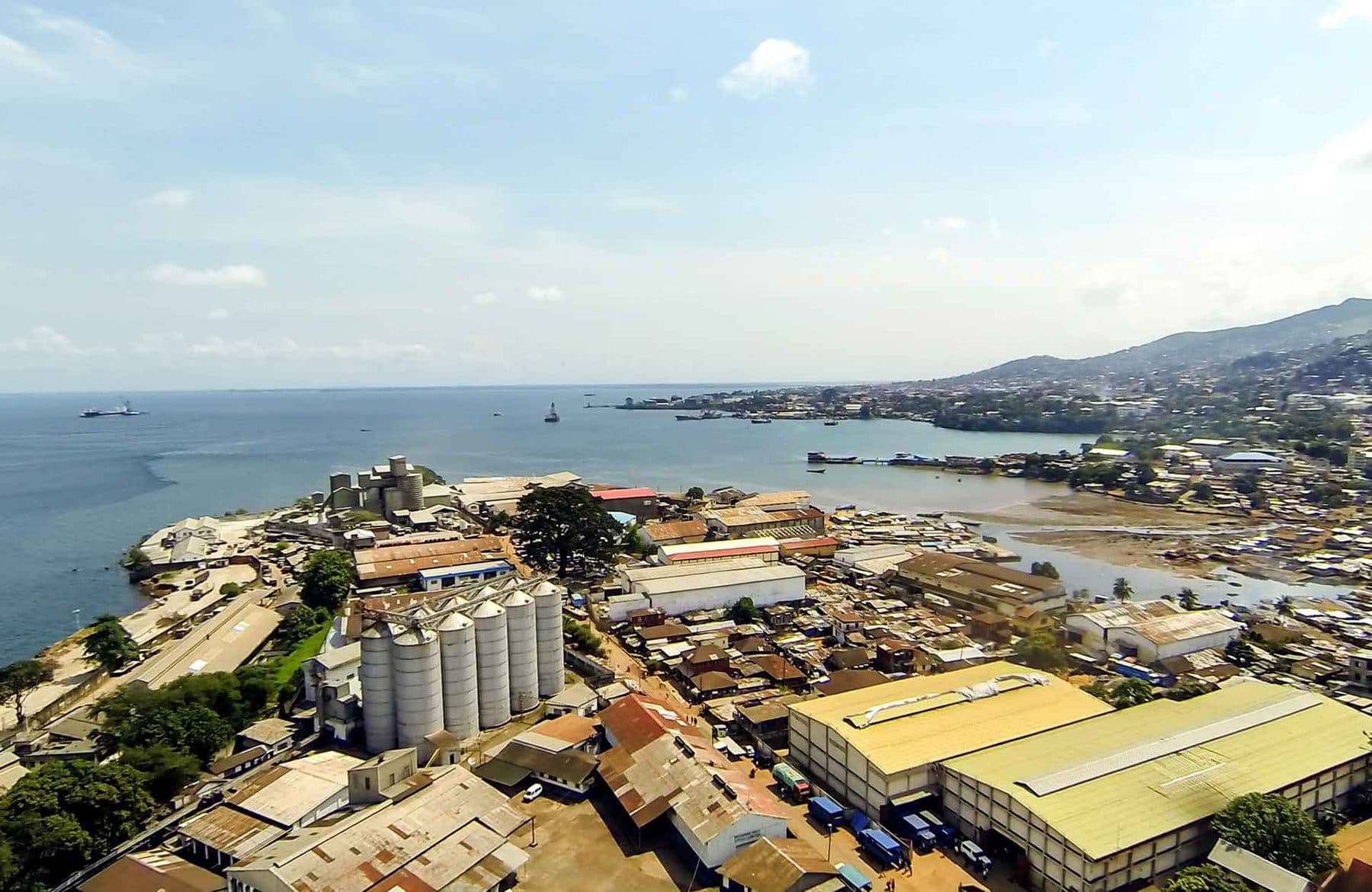 Industrial port and coastline in the Mano River region